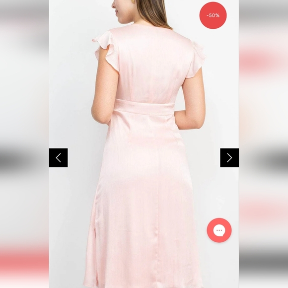 Sage Collective Ruffled Sleeve V-Neck Formal Dress. Size 14. Soft Pink - Picture 9 of 15